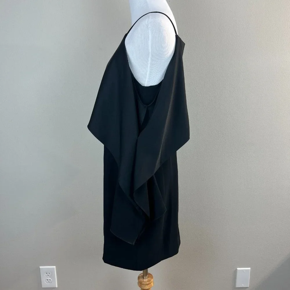 TRINA TURK Dress 4 Black Cold‎ Shoulder Flutter Sleeve Flounce Cocktail Sheath